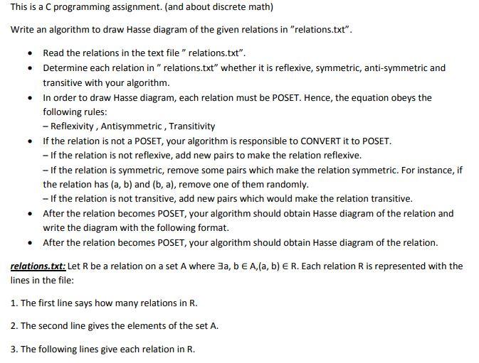  This is a C programming assignment. (and about discrete math) Write