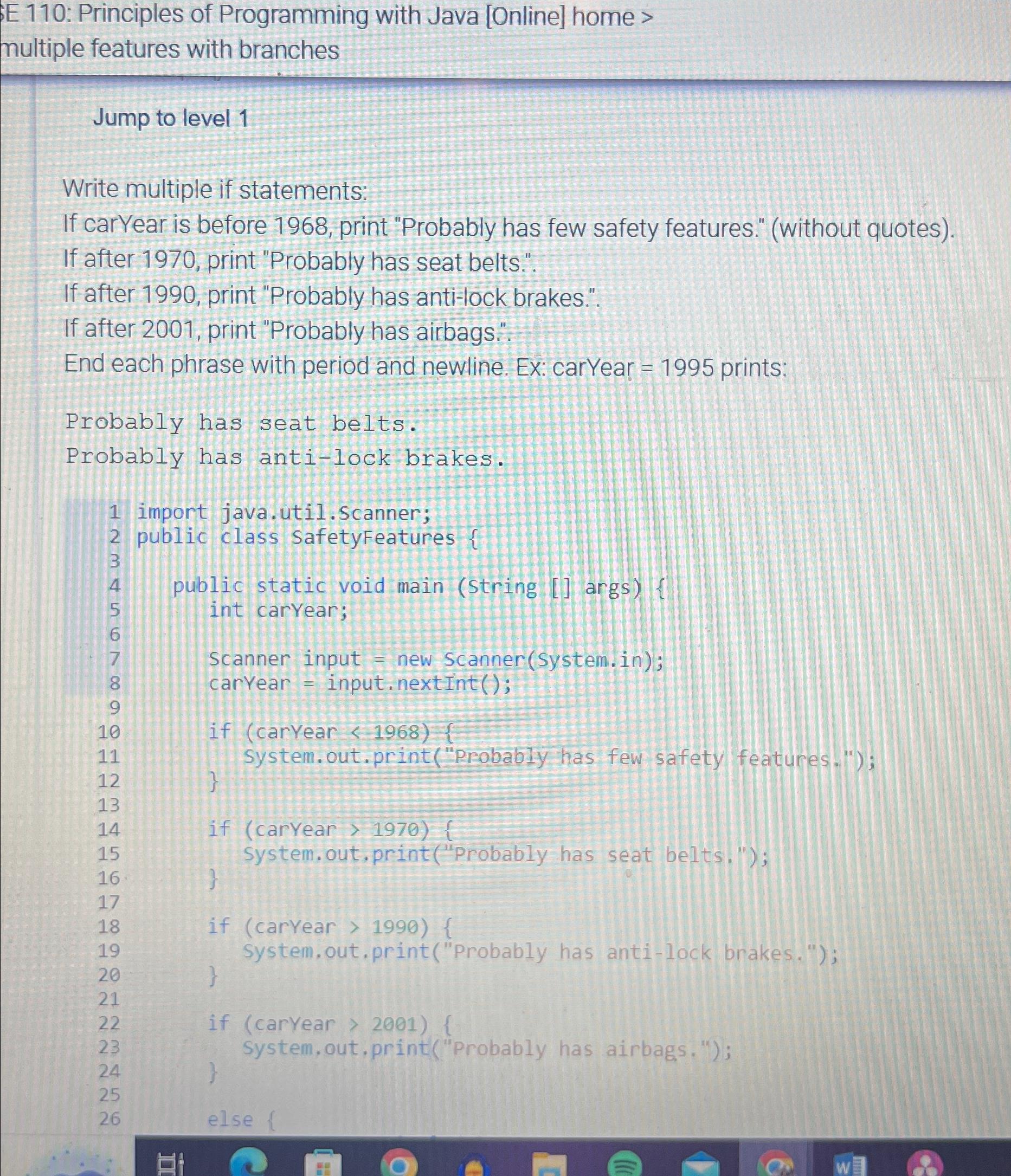  E 110: Principles of Programming with Java [Online] home > multiple