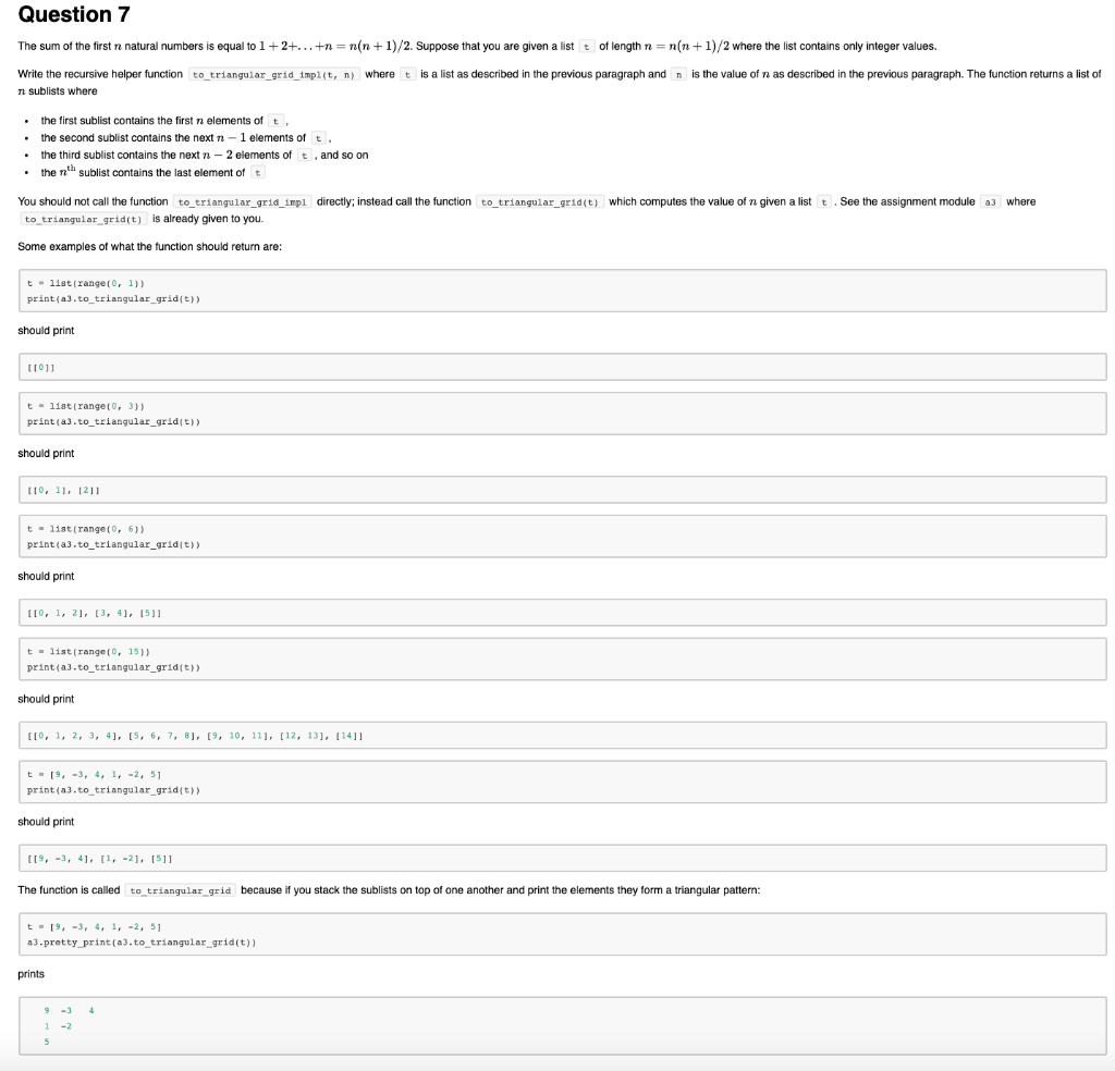  Python please Question 7 The sum of the first n natural