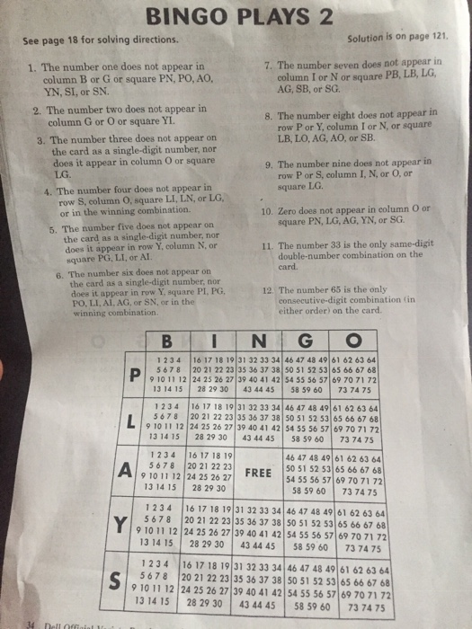 It should start off with 15 numbers in each square, Follow the