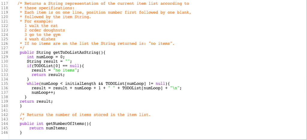 This class encapsulates a list of user-defined items that should be done-