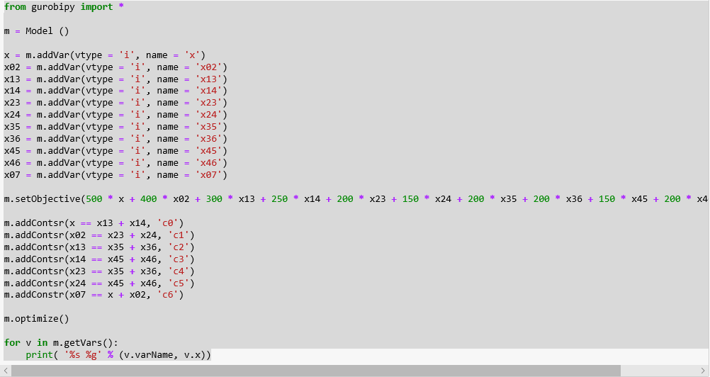 Need help correcting python code for this linear program from gurobipy import