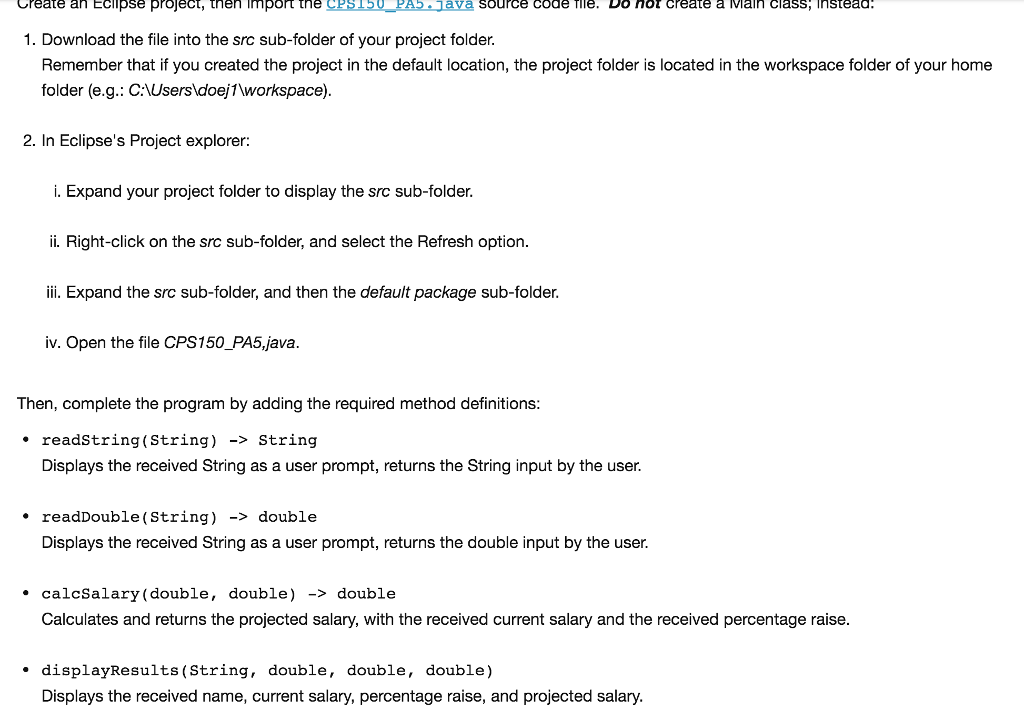  reate an EClipse project, then mport the CPS150-PAS, Java source code