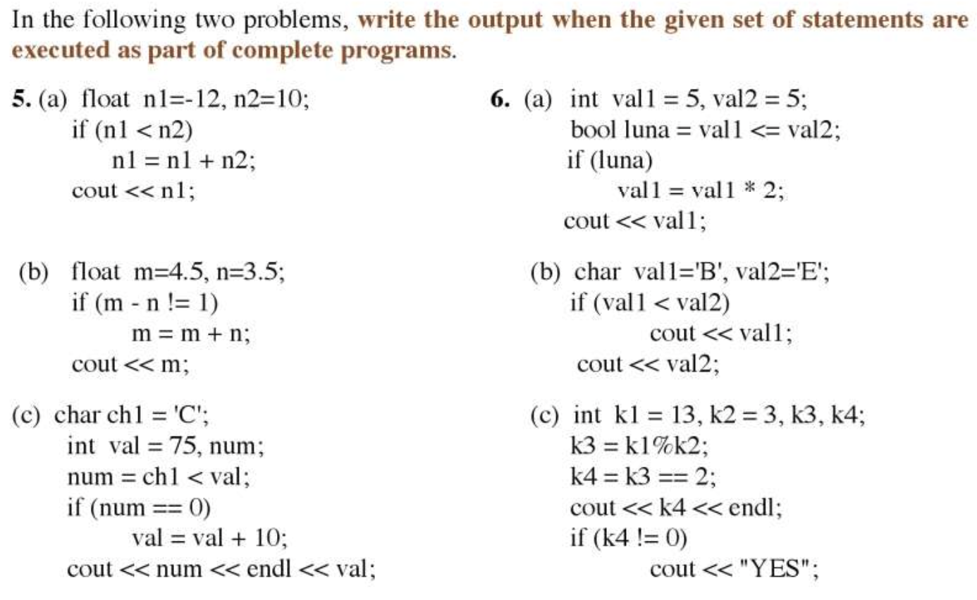 Language: C++ Only do 6abc In the following two problems, write the
