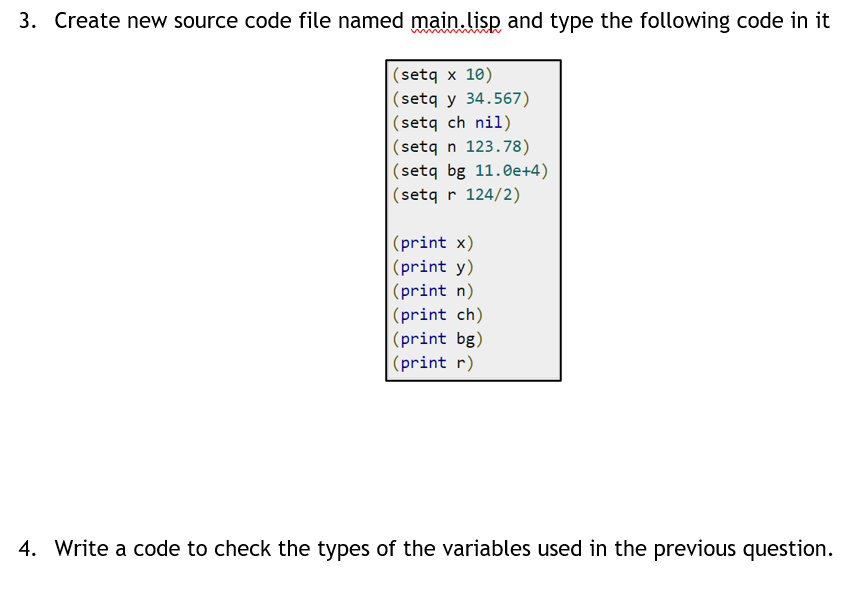  3. Create new source code file named main.lisp and type the