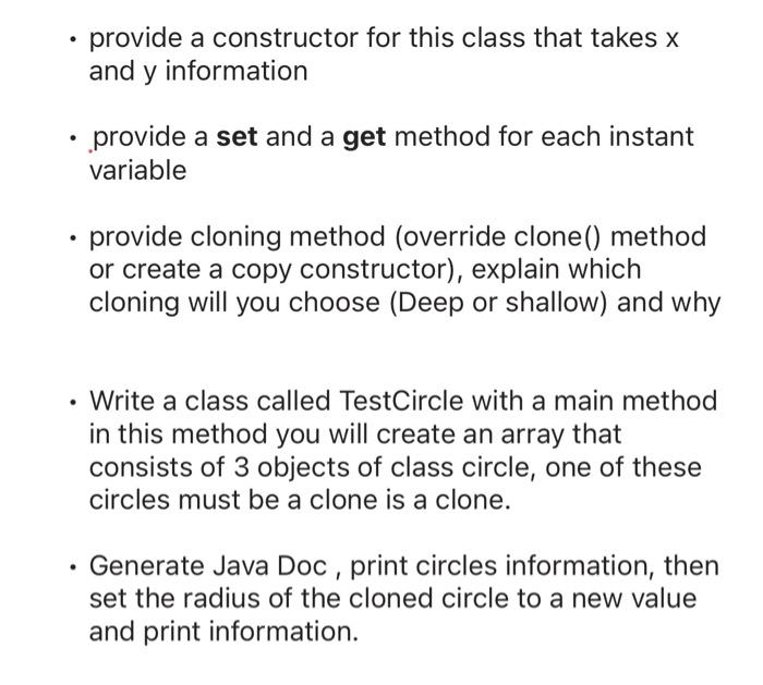 1 class variable declared as final and one object 1. radius as