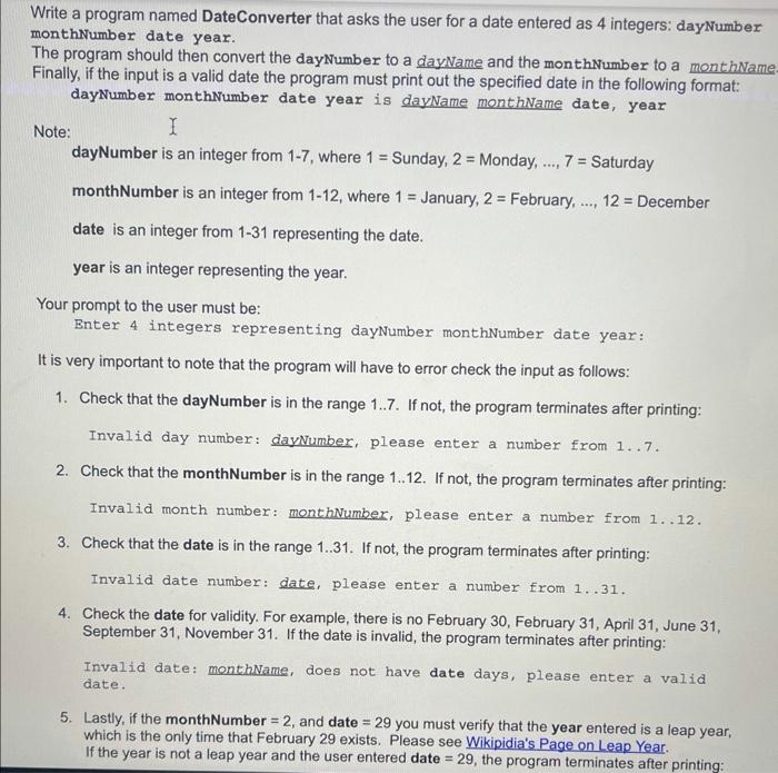  Please use Java, Thank you. 4-3 Write a program named DateConverter