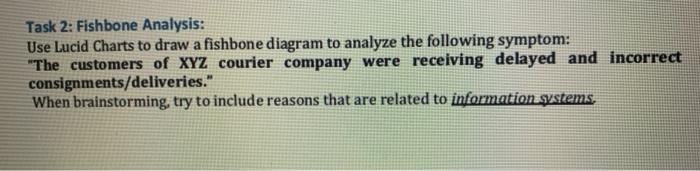  Task 2: Fishbone Analysis: Use Lucid Charts to draw a fishbone