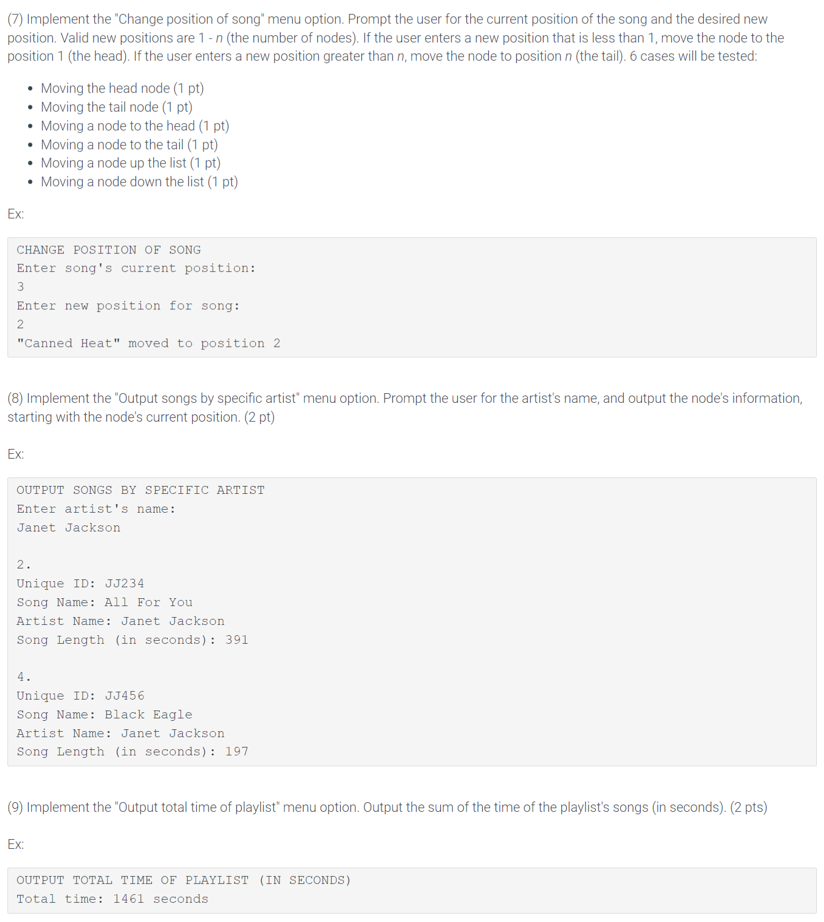 - main() function Build the PlaylistNode class per the following specifications. Note:
