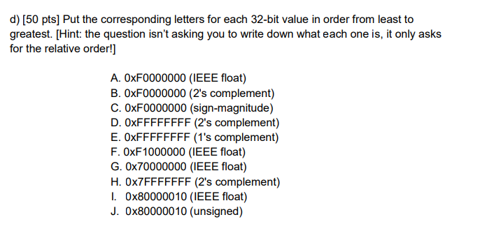 Put the corresponding letters for each 32-bit value in order from least