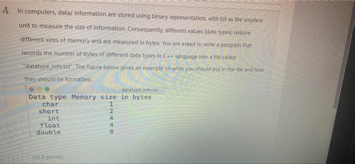 representation with bit as the smallest unit to measure the size of