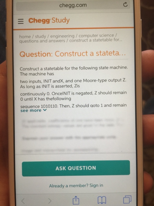  Construct a statetable for the following state machine. The machine has