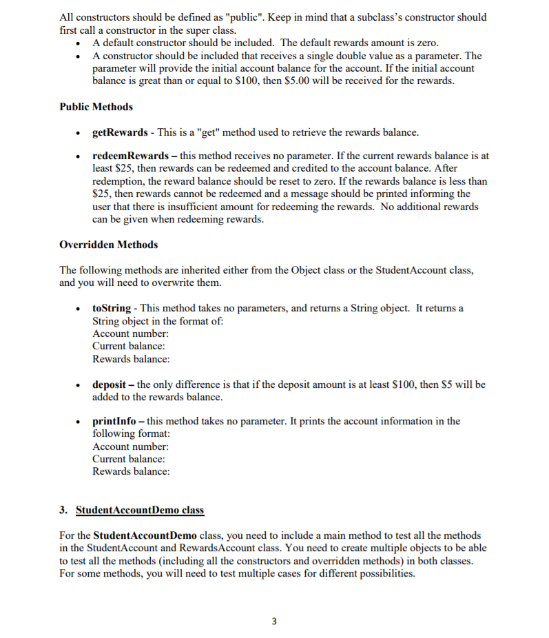 class) For this assignment, you will be writing three classes. One of