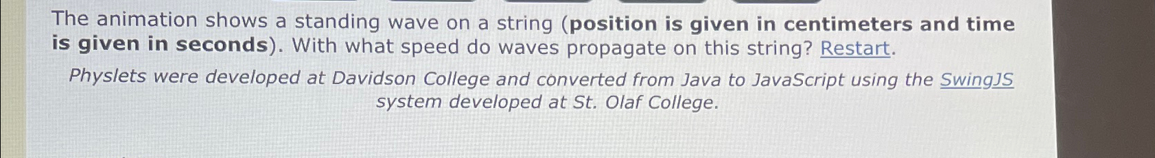  The animation shows a standing wave on a string (position is