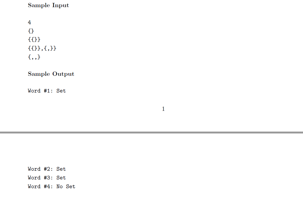 the RumTimeError if input lots of word.) Problem 1: Nested List Sets