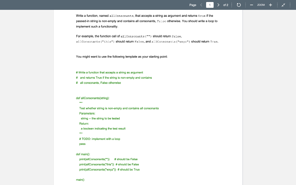  use python format and follow the instructions(green word) please if it's
