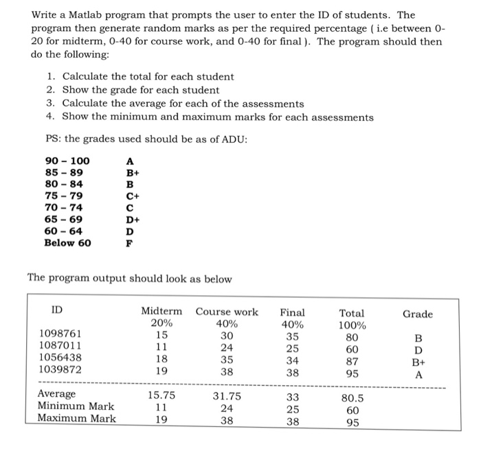  Please answer in typing not a photo. Write a Matlab program