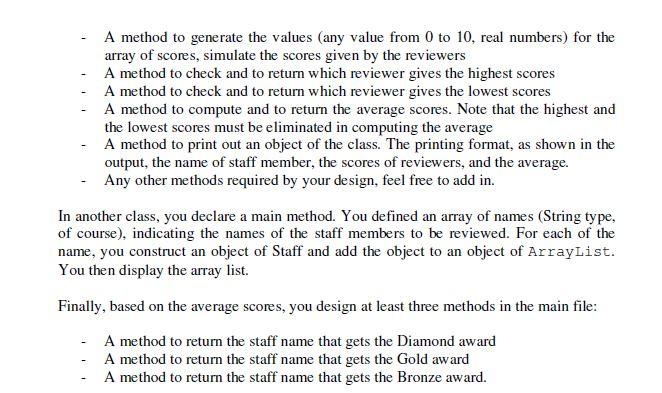 Classes and objects Instance and static methods The use of arrays and
