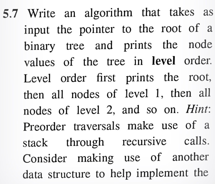  Data Structures and Algorithm Analysis in C++ by Clifford Shaffer 5.7