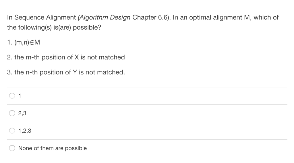 alignment of X and Y. If (m,n) M, then either the m-th