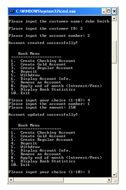 (unrealistic) bank system. This bank supports three different kinds of accounts: Checking,
