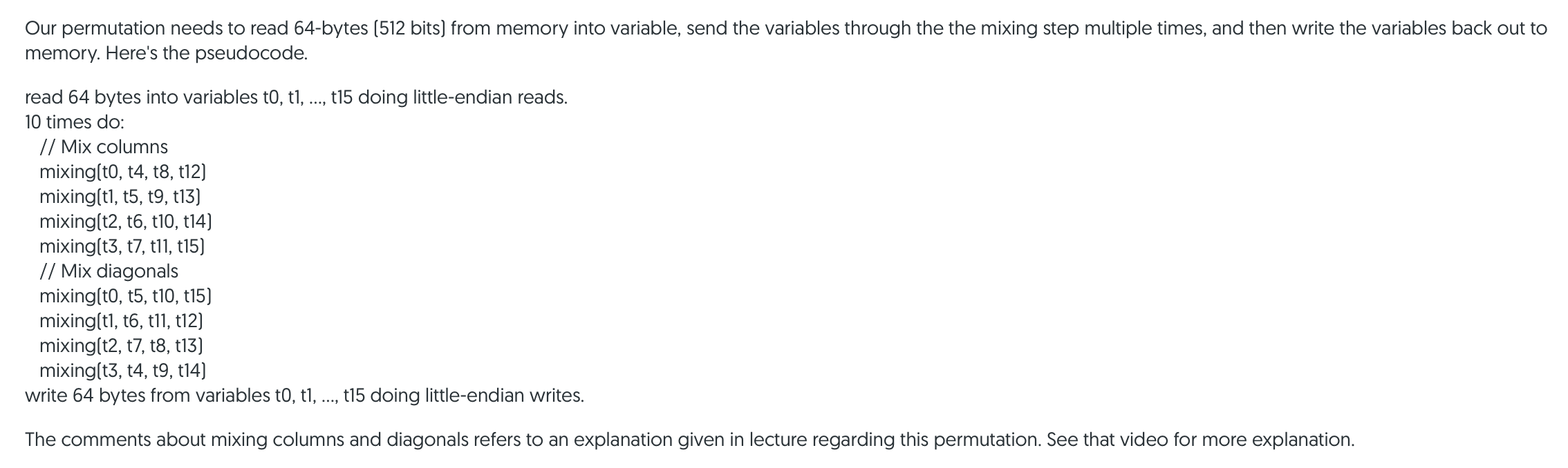 Using C Language Our permutation needs to read 64-bytes (512 bits) from