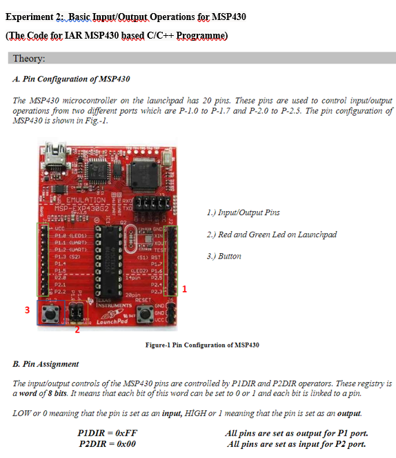 Experiment 2: Basic Input/Output Operations for MSP430 (The Code for IAR