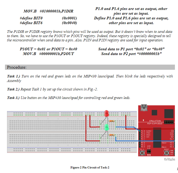 MSP430 based C/C++ Programme) Theory: A. Pin Configuration of MSP430 The MSP430