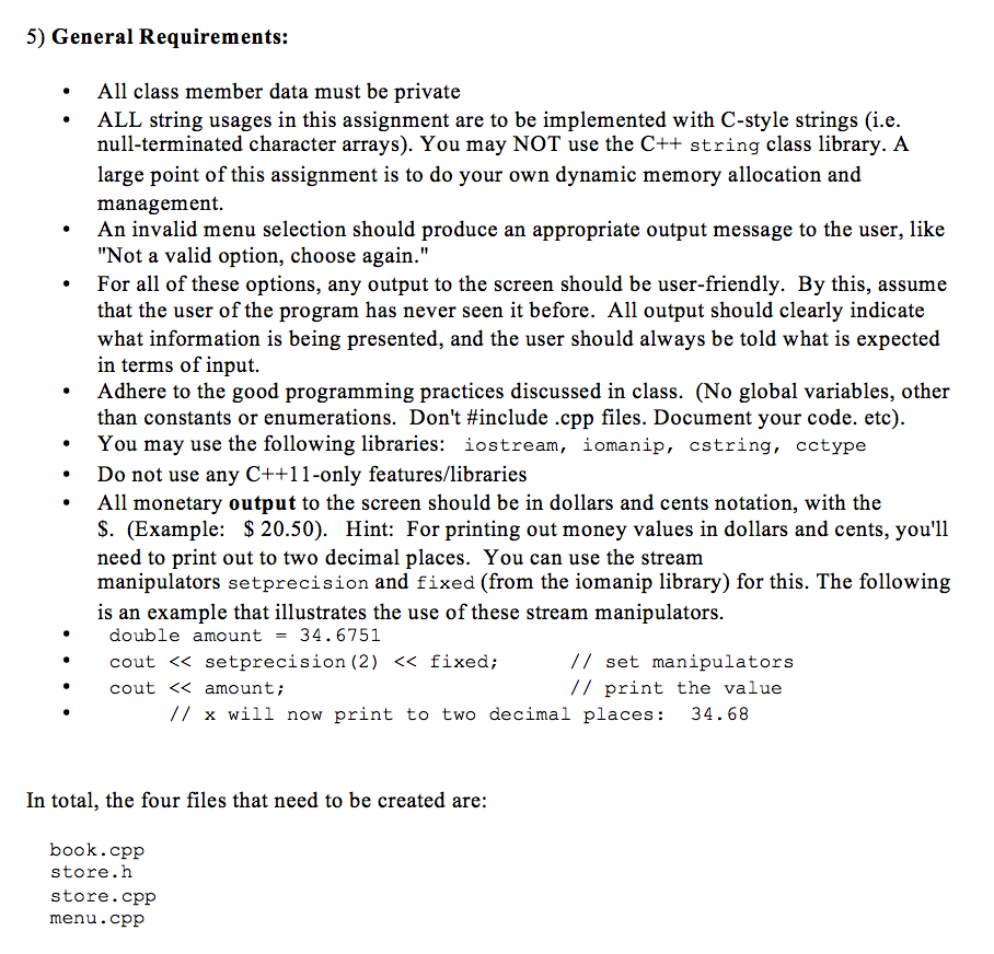 Store. Here is the full header file for the Book class: Thanks