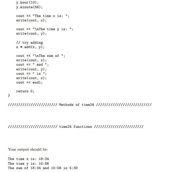 of the class time24 as declared in the program time24. cpp Do
