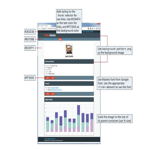 chapter04-project02.css. Add styles to chapter04-project02.css so that it looks similar to that