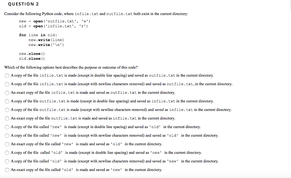 would like some help please! QUESTION 2 Consider the following Python code,
