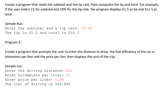 before you attempt these programming problems. You must follow the course naming
