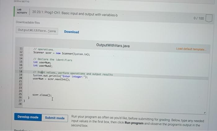 an input integer value (followed by the Enter key) grabs the value