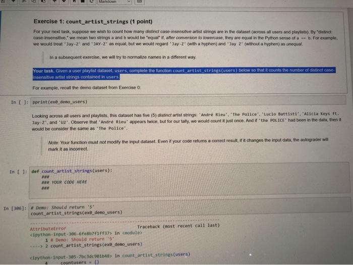  Markdown Exercise 1: count_artist_strings (1 point) For your next task, suppose