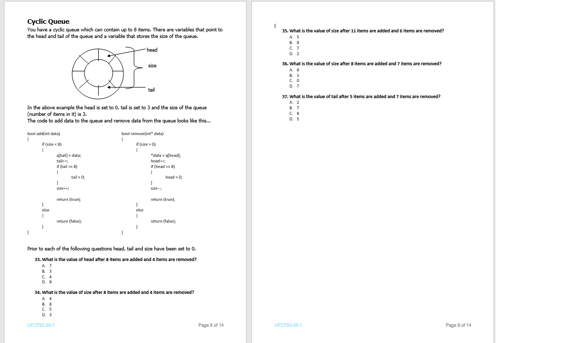  1 I Cyclic Queue You have a cyclic queue which can