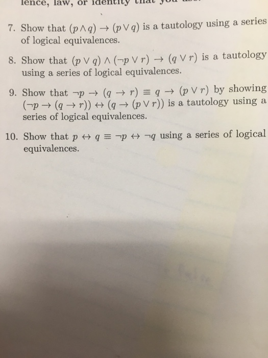  #10 using discrete math and logical equiv Show that (p AND