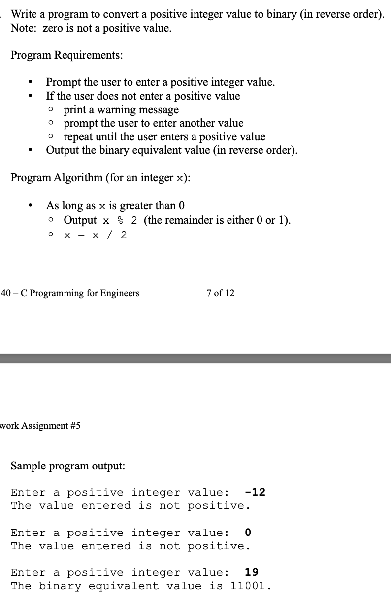  In C language Write a program to convert a positive integer