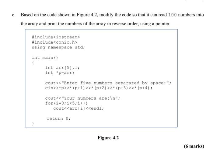  e. Based on the code shown in Figure 4.2, modify the