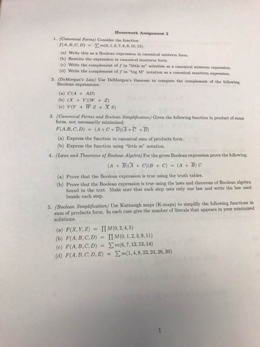  Consider the function f(A, B, C, D) = sigma m(0, 1,