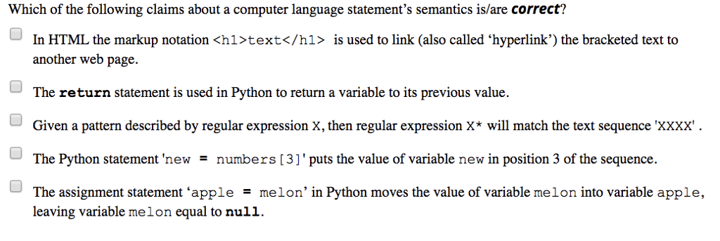 to select one or more answers as being correct. Note that this