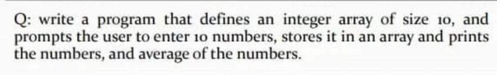  Pls solve usu jave programs Q: write a program that defines