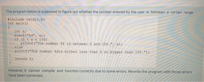 c programing The program below is supposed to figure out whether the