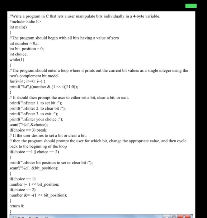 given 6. Write a program that lets a user manipulate bits individually