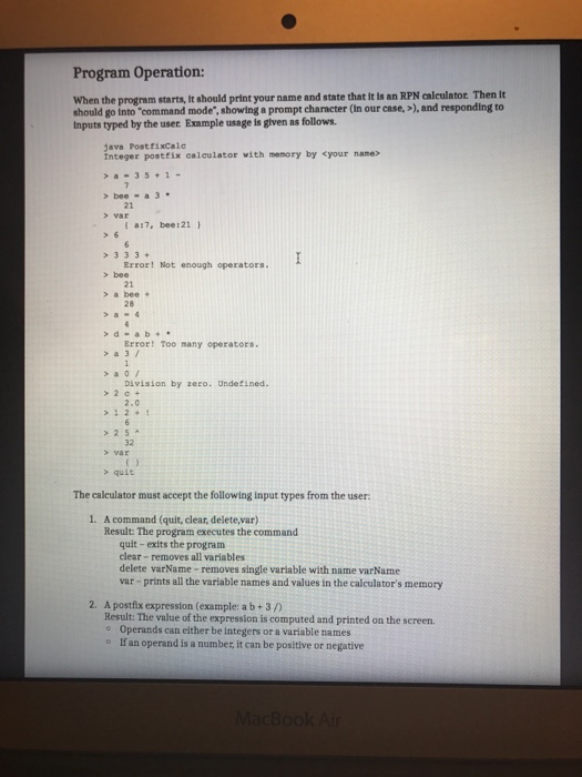 write acommand line calculator that can evaluate simple mathematical expressions on ints