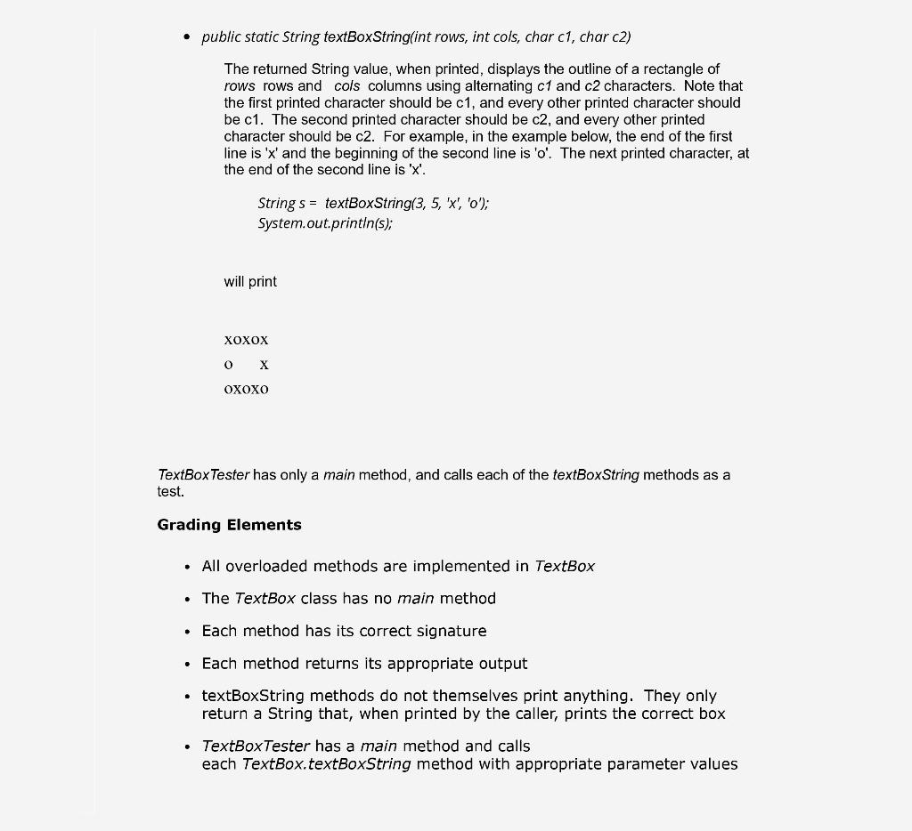 TextBox contains the following overloaded static methods called textBoxString. This method returns