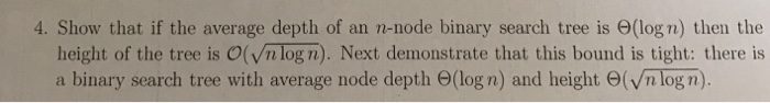  Show that if the average depth of an n-node binary search