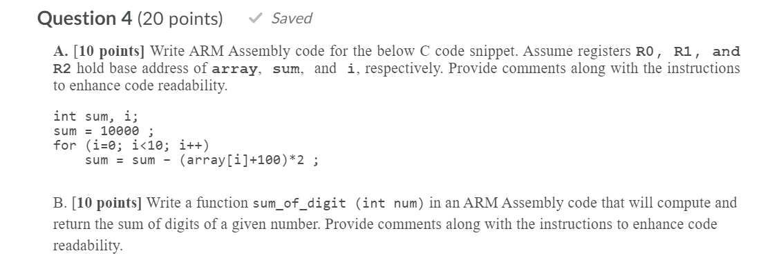 Help with both, please Question 4 (20 points) Saved A. [10 points)