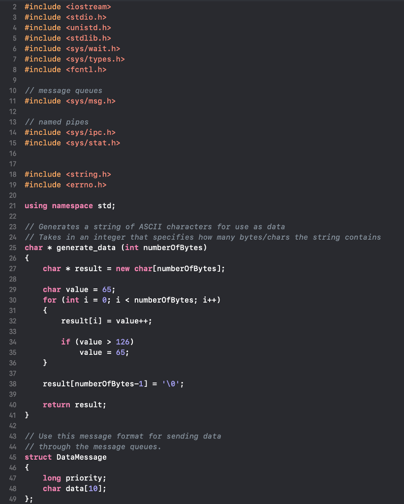 THE ANSWERS NOT THE ENTIRE PROGRAM THANK YOU Assignment #2 Message Queues