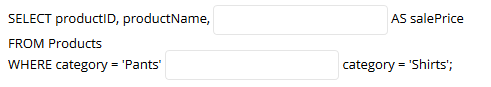 Complete the two blanks in the following SQL query to retrieve the